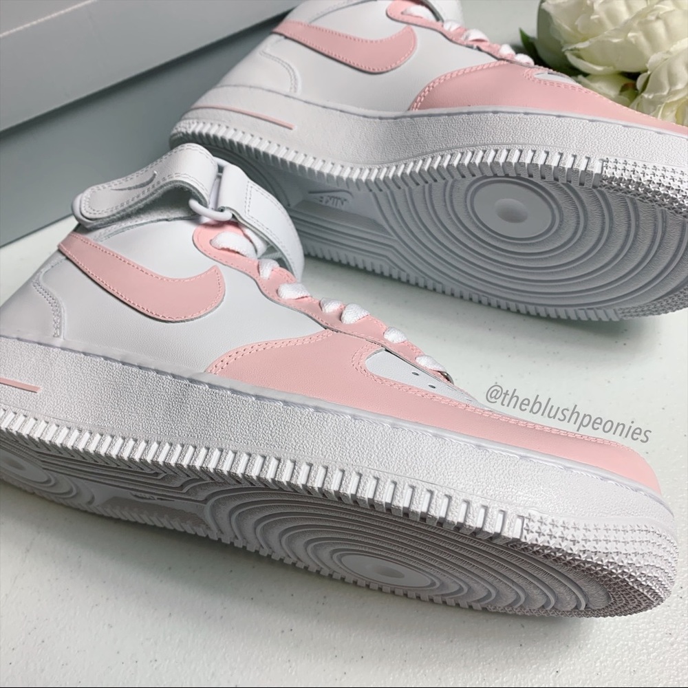 🌸 Nike Custom Air Force 1 Mid - Petal Pink 🌸 - Picture 12 of 13